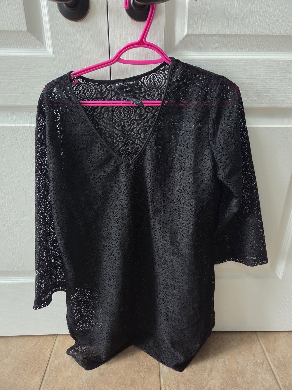Mario Serrani Black Lace V-Neck Tunic Top